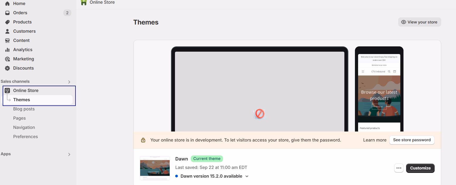 Navigate to Themes